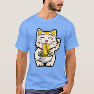 T-shirt Ramen Chat Japonais Anime Kawaii Filles Tee Offici