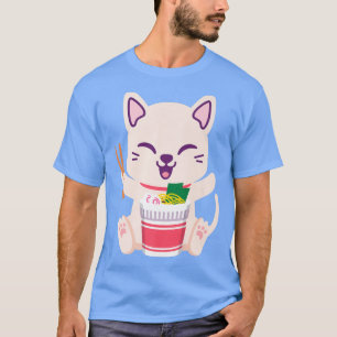 T-shirt Ramen Chat Japonais Anime Kawaii Filles Tee Offici