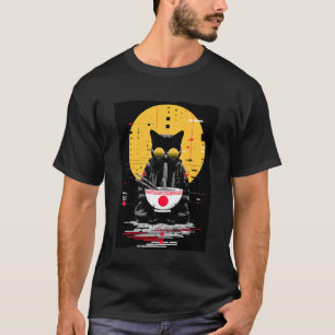 T-shirt Ramen de chat Cyberpunk Esthétique Futuriste Japon