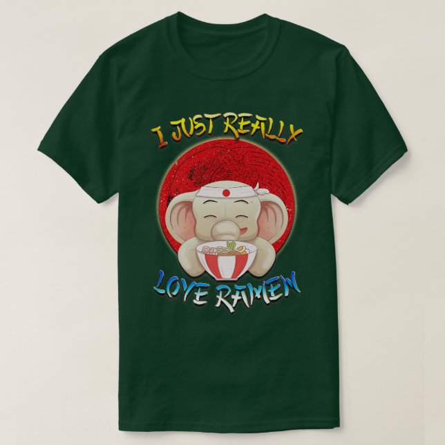 T-shirt Ramen Elephant Kawaii Anime Cadeaux Amour Ramen Ja (Design devant)