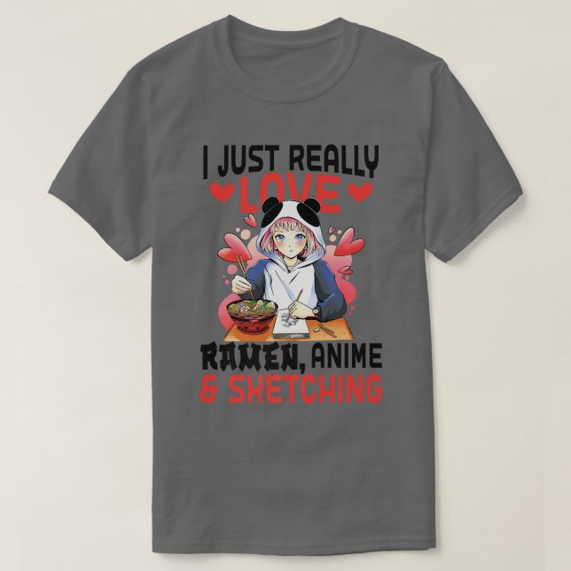 T-shirt Ramen Girl Sketching Anime 1566 (Design devant)