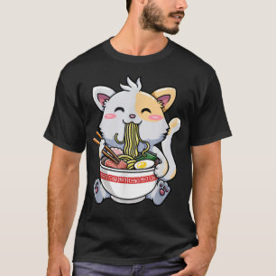 T-shirt Ramen japonais Kawaii Anime Cat Lover Papa Maman,