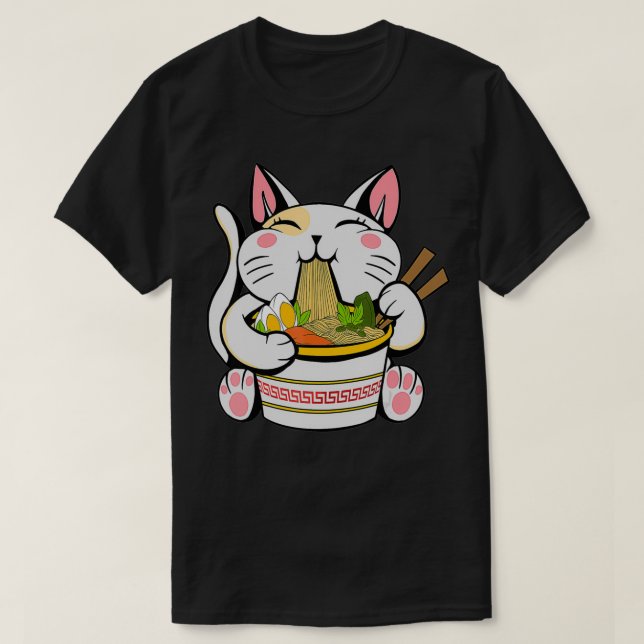 T-shirt Ramen japonais Kawaii Cat Anime (Design devant)