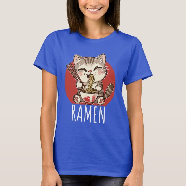T-shirt Ramen Kawaii Japon Anime Manga Cat (Devant)