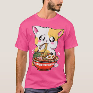 T-shirt Ramen Manger Chat Kawaii Anime Baka Japonais