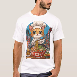 T-shirt Ramen Neko � Cuisine d'animé de chat drôle