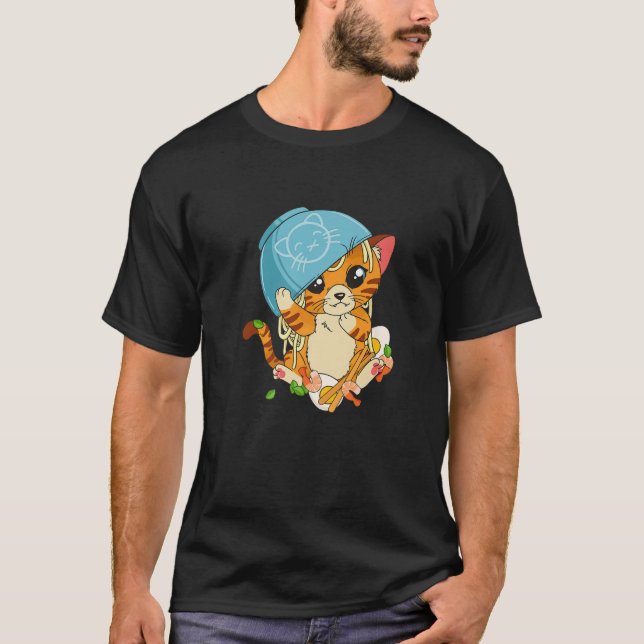 T-shirt Ramen Noodle Bowl Sur La Tête De L'Anime Japonais  (Devant)