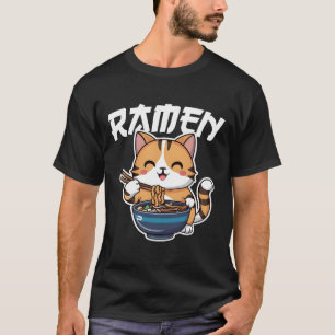 T-shirt Ramen Noodle Neko Chat Japonais Kawaii Manga Anime
