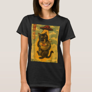 T-shirt Ramen Ufo Chat Drôle Japonais Anime Pour Hommes Fe