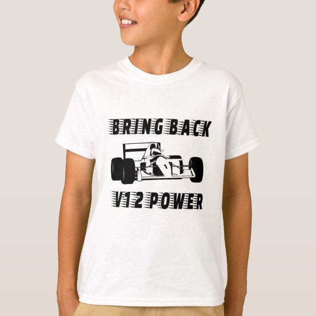 T-shirt Ramenez la Silhouette de voiture de course V12 (Devant)
