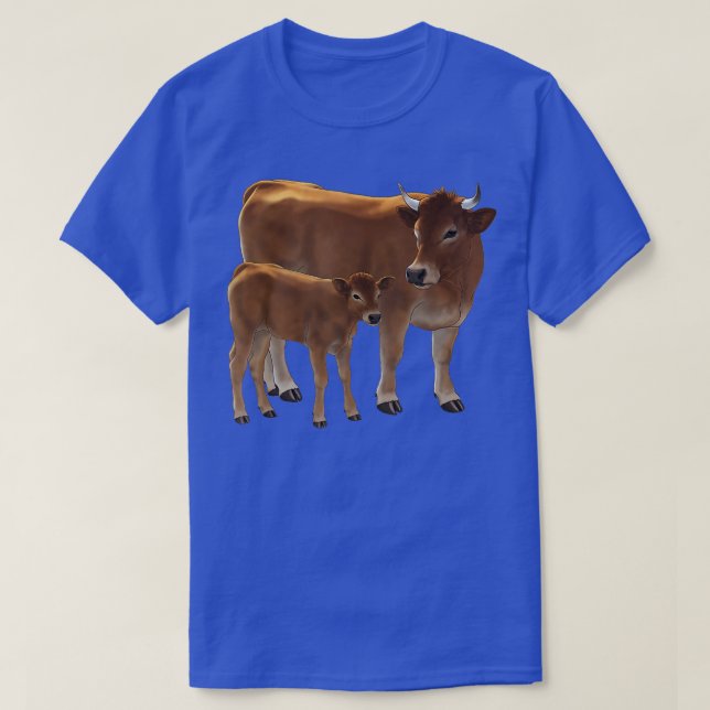 T-shirt Ranage de bétail de vache Brown Aubrac ou Jersey (Design devant)