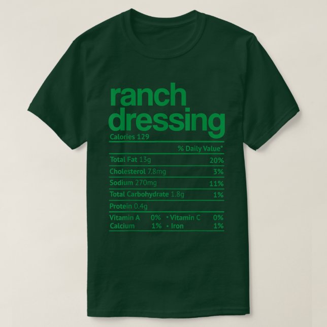 T-shirt Ranch Dressing Nutrition Fact Drôle Thanksgiving C (Design devant)