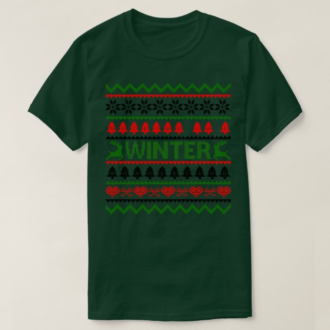 T-shirt randonnée en hiver au pays des merveilles (Design devant)