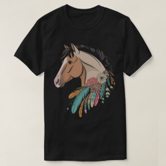 T-shirt Randonnée équestre de chevaux sauvages floraux