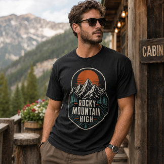 T-shirt Randonnée extérieure Pins au coucher du soleil Roc
