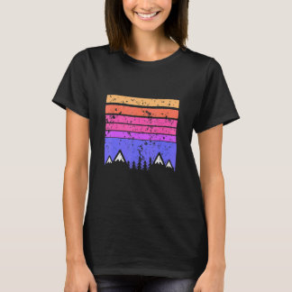 T-shirt Randonnée Mountain Sunset Retro Randonnée Vintage