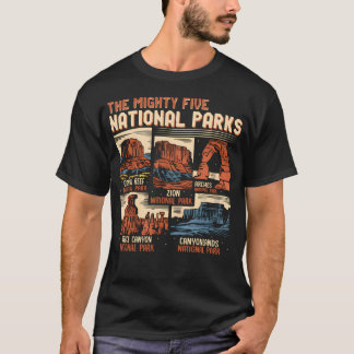 T-shirt Randonnée Vintage Utah Mighty Five 5 Parcs Nationa