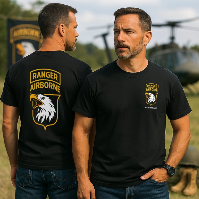 T-shirt Ranger Airborne Screaming Eagles Personalized (101st Airborne Ranger Personalized Black T-Shirt)
