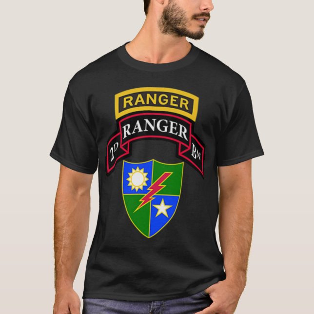 T-shirt Ranger de l'armée américaine - Scroll du 2e batail (Devant)