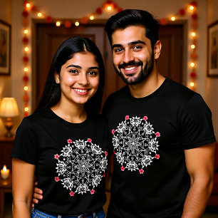 T-shirt Rangoli blanc avec hibiscus