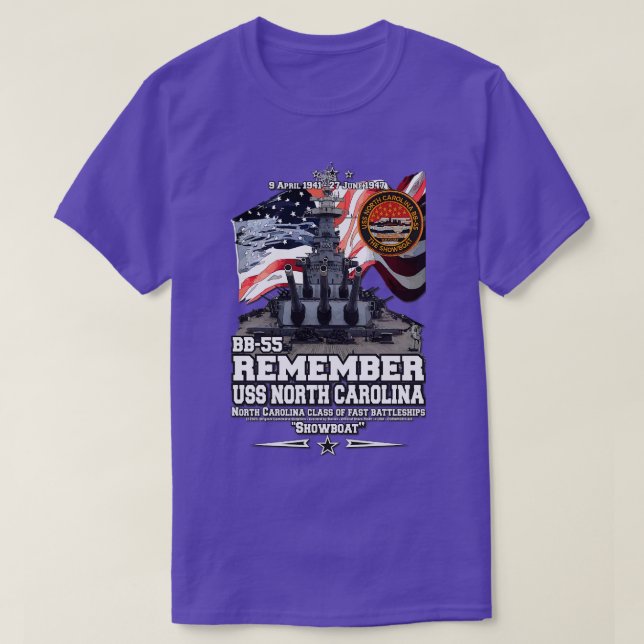 T-shirt RAPPELEZ-VOUS USS North olina BB55 US Navy Battles (Design devant)
