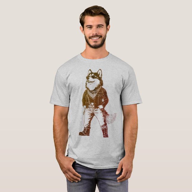 T-shirt Rappeur de malamut cool de l'Alaska avec lunettes  (Devant entier)