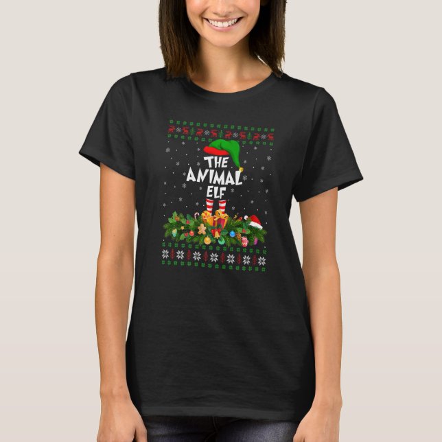 T-shirt Rapprocher famille laid animal elf Noël (Devant)