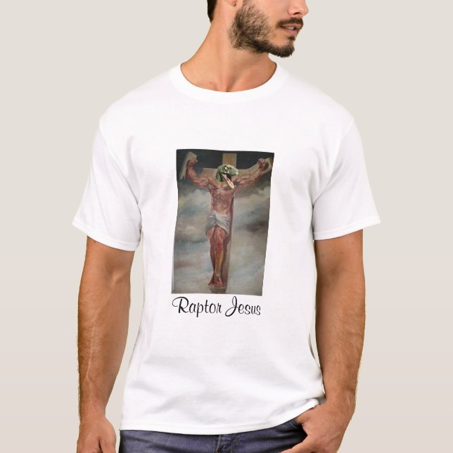 T-shirt Raptor Jésus avec de prière le dos dessus (Devant)