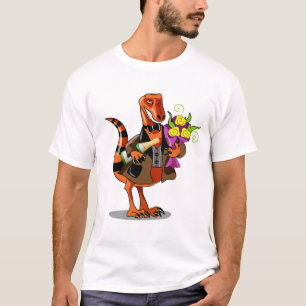 T-shirt Raptor Tenant Une Bouteille De Vin Et Fleurs Étinc