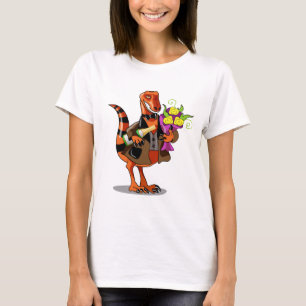 T-shirt Raptor Tenant Une Bouteille De Vin Et Fleurs Étinc
