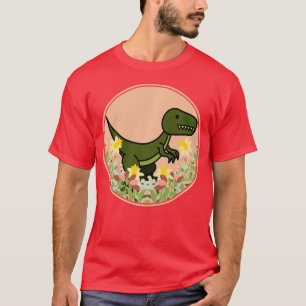 T-shirt Raptor Velociraptor Dino Dinosaures Floral Fleurs