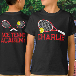 T-shirt Raquette de tennis et balle rouge blanc graphique 