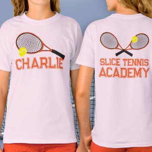 T-shirt Raquette de tennis et bille orange personnalisé