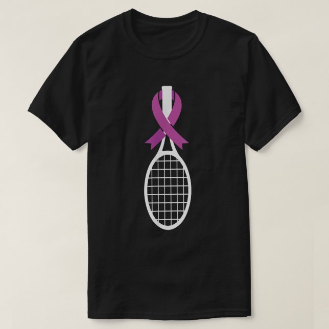 T-shirt Raquette de tennis Ruban Sensibilisation au cancer (Design devant)