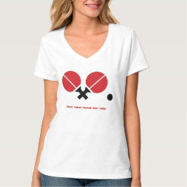 T-shirt Raquettes de ping-pong de table et boule noir, rou