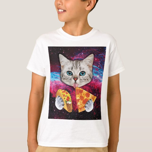 T-shirt rare de taco de pizza de chat de regard (Devant)