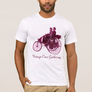 T-shirt Rassemblement de voitures anciennes, blanc violet