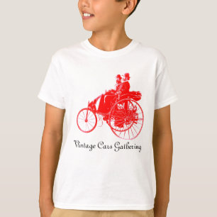 T-shirt Rassemblement de voitures anciennes, rouge blanc