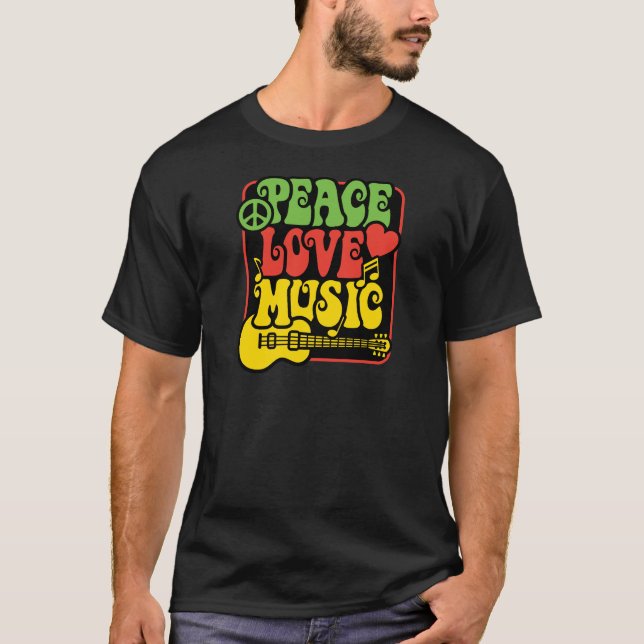 T-shirt Rasta PEACE-LOVE-MUSIQUE (Devant)