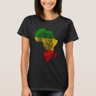 T-shirt Rasta Reggae Afrique Carte Lion Rastafari Racines