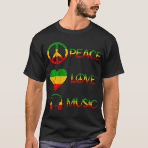 T-shirt Rasta Reggae Amour Paix Musique Rastafari Racines