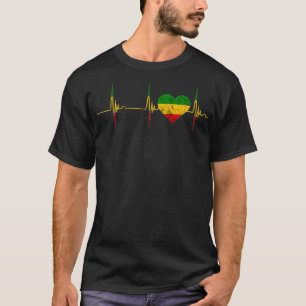 T-shirt Rasta Reggae Heartbeat EKG Pulse Reggae Music Jama