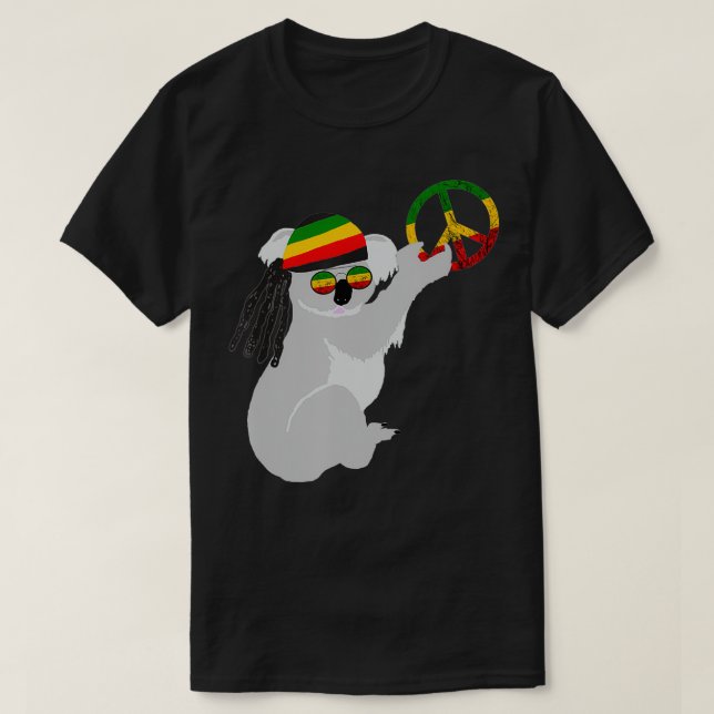 T-shirt Rasta Reggae Koala Hippie Eucalyptus Bear Rastafar (Design devant)