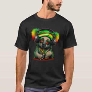 T-shirt Rasta Reggae Koala Oear Hippie Reggae Music Headph