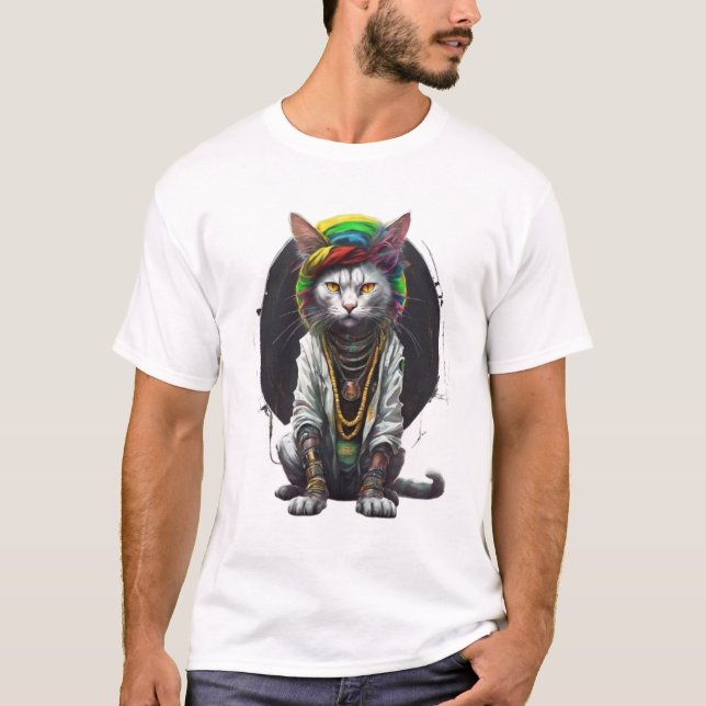 T-shirt Rasta Tech Feline King (Devant)