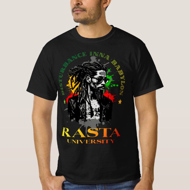 T-shirt Rasta University Disturbance Inna Babylon Reggae (Devant)