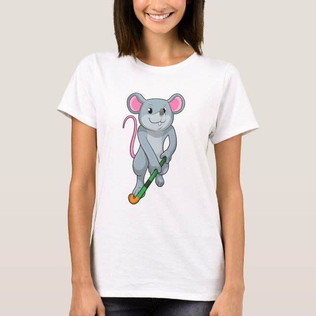 T-shirt Rat au hockey avec chauve-souris de hockey (Devant)