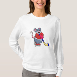 T-shirt Rat au hockey sur glace avec bâton de hockey sur g