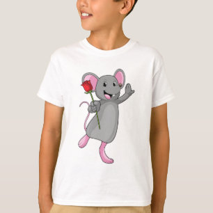 T-shirt Rat avec fleur Rose