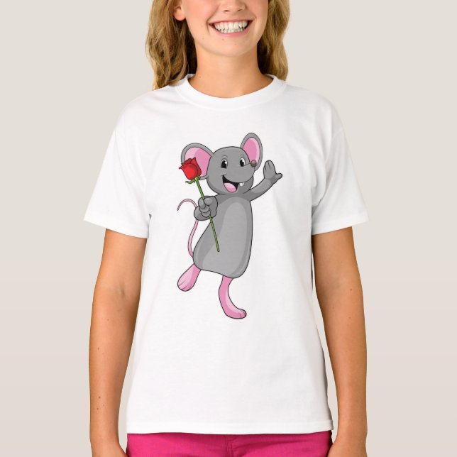 T-shirt Rat avec fleur Rose (Devant)